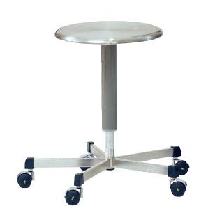 Main photo of the product with name, Mobile swivel stool with stainless steel seat