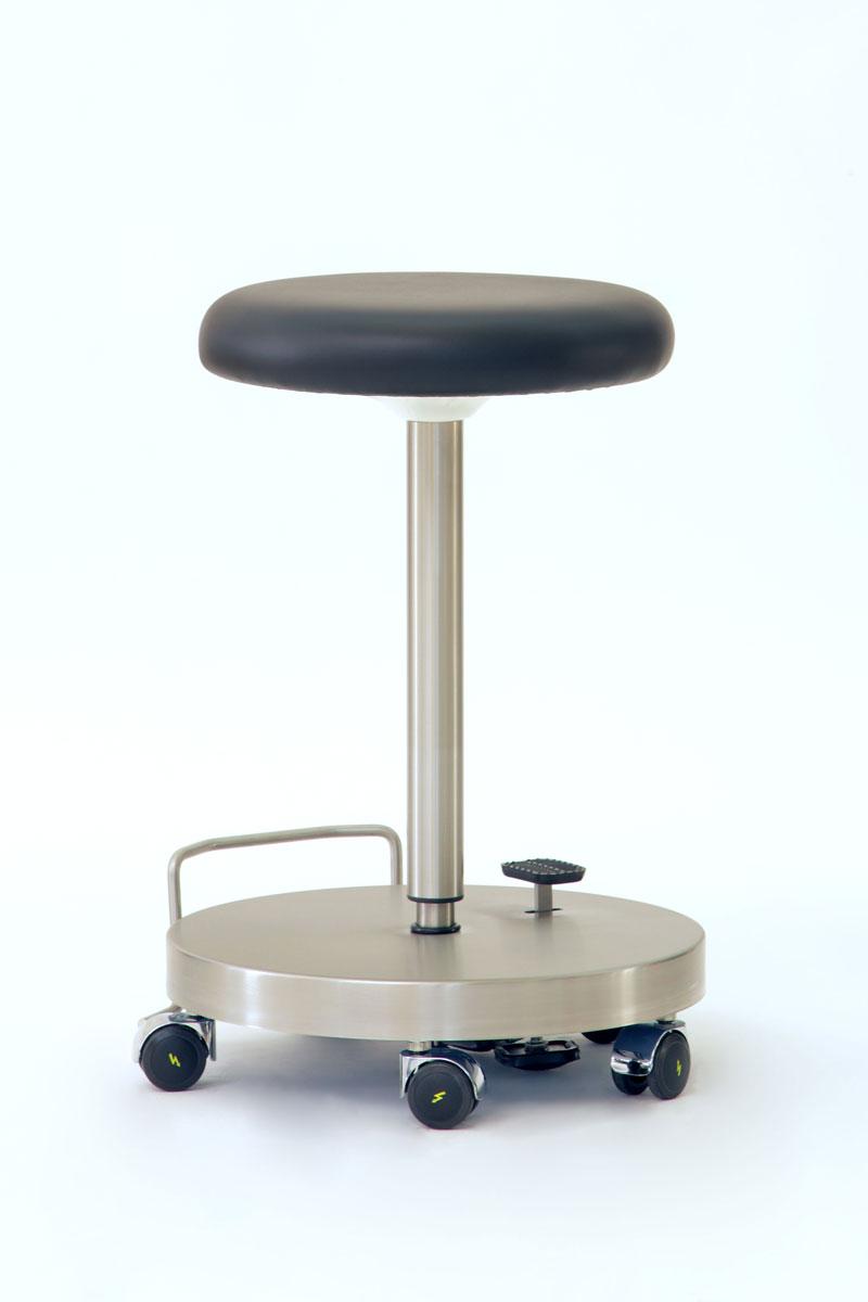 Extra image of the stainless steel chair, Mobile swivel seat with pneumatic