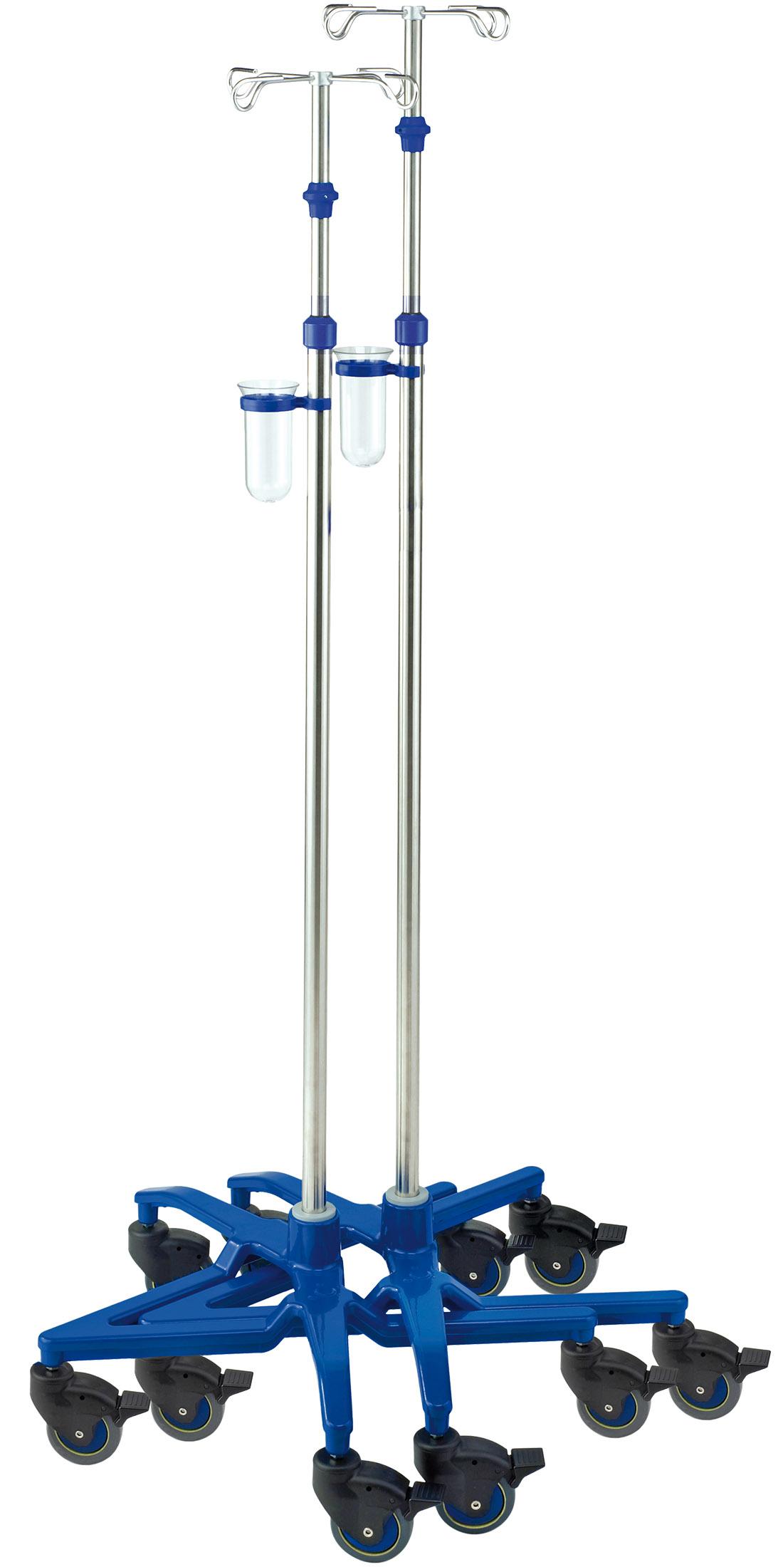 Photo supplémentaire du support de perfusion en acier inoxydable, IV-Stand Eco-Space double handed